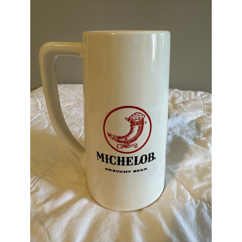 Vintage Michelob Draught Beer Stein Ceramic Mug Red Horn Logo Made in USA